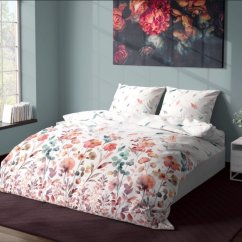 Ložní povlečení z bavlněného saténu – oboustranné s květinovým vzorem