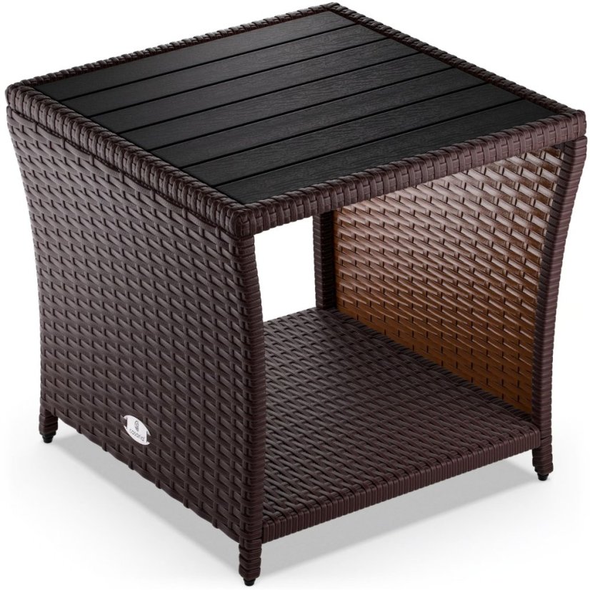 Stílusos polirattan kisasztal CASARIA® 45 × 45 × 40 cm