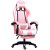 Scaun de gaming, cu tetieră, alb-roz