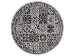 Сив кръгъл килим MELISSA с шарка на плочки Porto