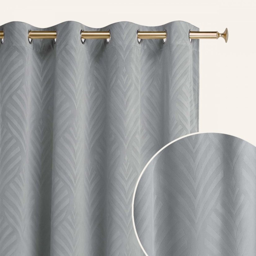 Sivý dekoratívny záves na strieborné kruhy 140 x 280 cm