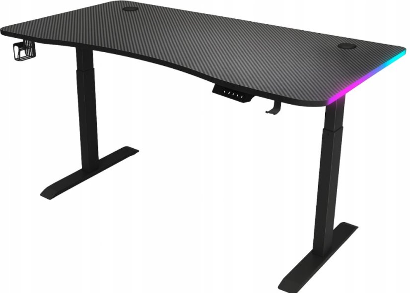 Elektrický výškovo nastaviteľný stôl 140 cm – čierny s LED podsvietením