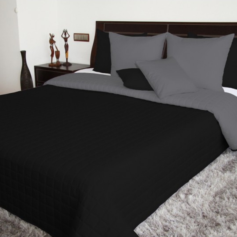 Črna dvostranska posteljna pregrinjala za enojne in zakonske postelje - Velikost: Širina: 200 cm | Dolžina: 220 cm