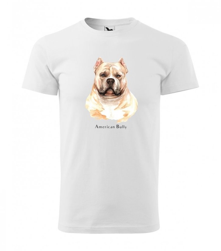 Pánské tričko pro milovníky psího plemene American Bully - Barva produktu: Bílá, Velikost: 4XL