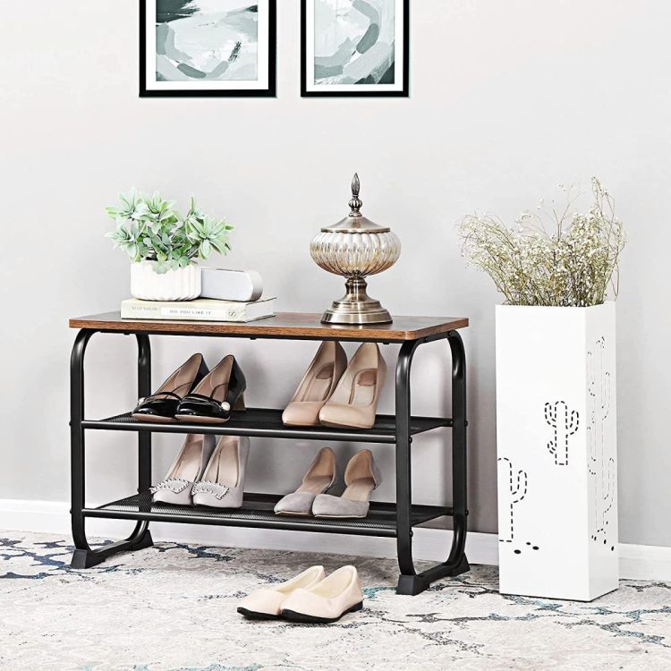 Loft Schuhregal mit Sitz - 2 Fachböden, Tragfähigkeit 90 kg