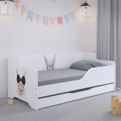 LILU Fehér gyerekágy háttámlával 160 x 80 cm - Cuki nyuszi