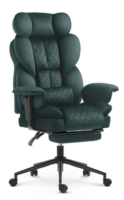Ergonomski pisarniški fotelj HC-1037 z oporo za noge – zeleni žamet
