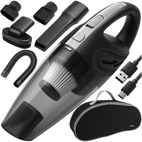 Aspirator auto fără fir cu ciclon, portabil - 2600 mAh, cu accesorii
