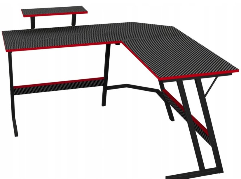 Kotna igralna miza BG02 - črna s polico za monitor