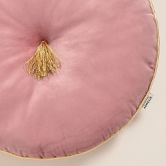 Elegantes rundes Zierkissen aus rosa Velours