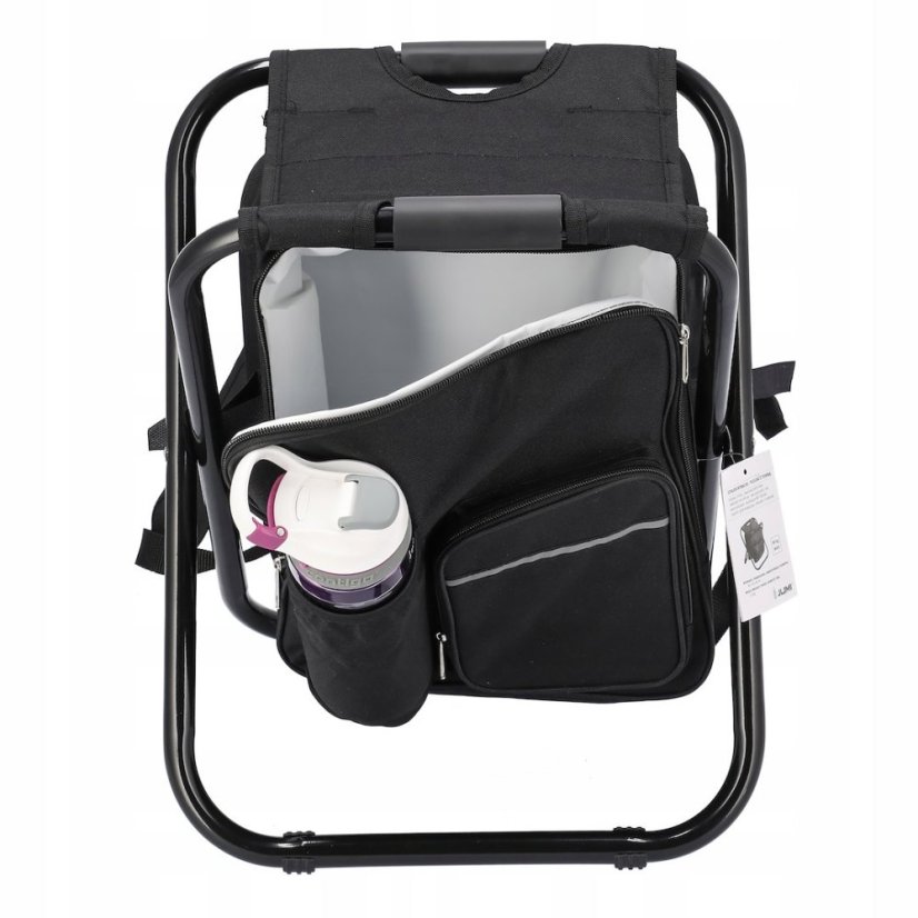 Összecsukható túraszék hátizsákkal - fekete