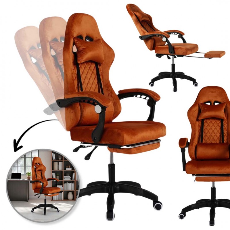 Bürostuhl mit Massage - brauner Samt
