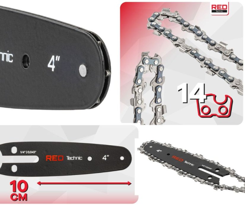 Vezetőrúd RED TECHNIC 2 lánccal akkus láncfűrészekhez