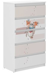 Hochwertige Kinderkommode mit Tieren 121x40x70 cm