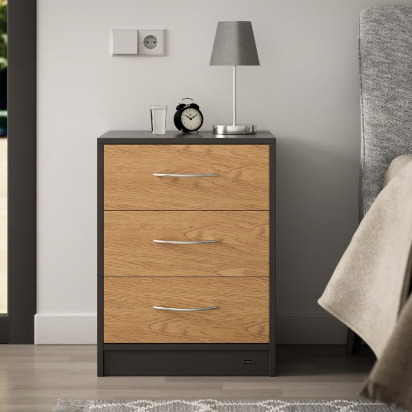 Eloise éjjeliszekrény - 2 darabos szett, 3 fiókos, 54 × 39 × 28 cm