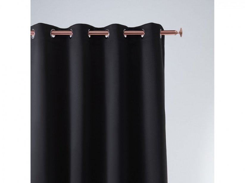 Draperie luxoasă de culoare neagră, cu inele metalice 140 x 280 cm