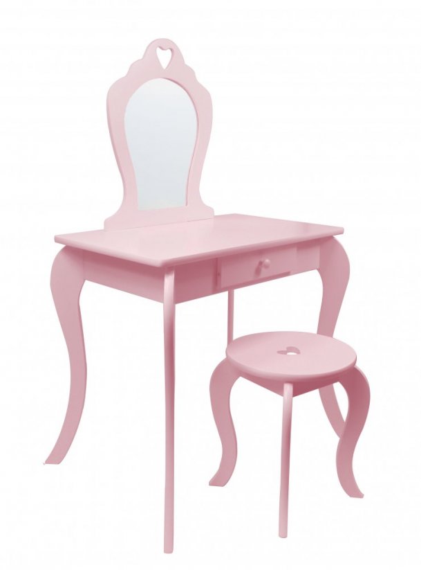 Roza otroška toaletna miza s stolčkom