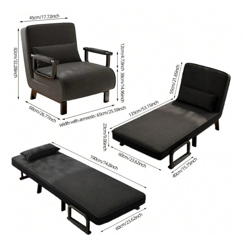 NOX kinyitható relaxfotel – fekete