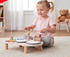Drevený Montessori hudobný stolík
