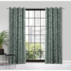 Dizajnový záves tmavozelenej farby s prírodným motívom na kruhy 140 x 250 cm 