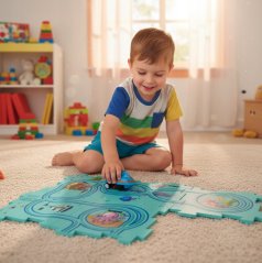 Oktató puzzle pálya elemes autókkal - 25 darab