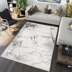 Cremefarbener Vintage-Teppich mit abstraktem Muster