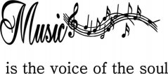 Stenska nalepka z napisom MUSIC IS THE VOICE OF THE SOUL