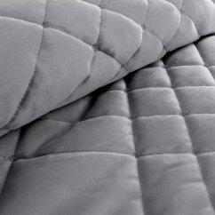 Elegáns bársony ágytakaró geometrikus varrással - szürke