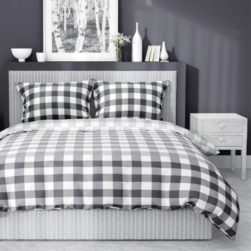Sivé vzorované posteľné obliečky so zapínaním na zips