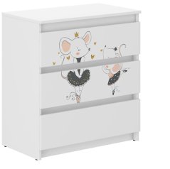 Kommode für das Kinderzimmer mit Mäusemotiv 76x40x70 cm
