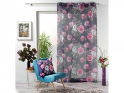 Romantická fialová záclona s motivem květu ve vintage stylu 140 x 240 cm