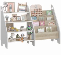 Praktický regál Montessori 2v1 pre deti - sonoma + biela