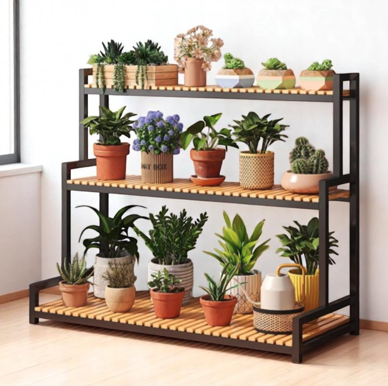 Метална стойка за цветя 120 x 40 x 95 cm - 3 практични рафта