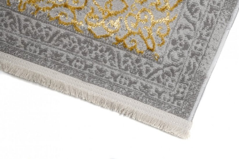 Ekskluzivna siva preproga z zlatim orientalskim vzorcem