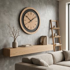 BLACK&OAK Стенен часовник XXL от дъб, 75 см, с безшумен механизъм