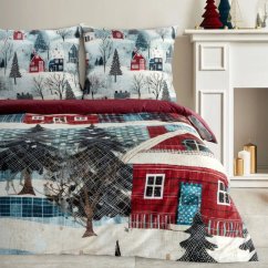 Božićna pamučna posteljina sa zimskim krajolikom