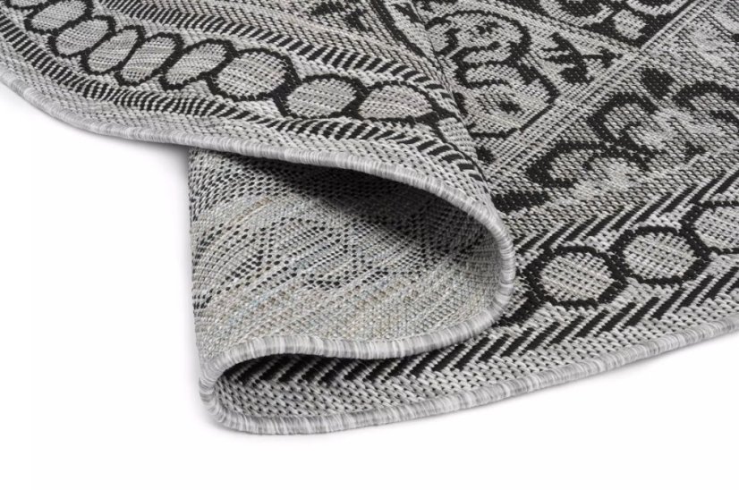 Sivý okrúhly koberec MELISSA so vzorom porto dlaždíc