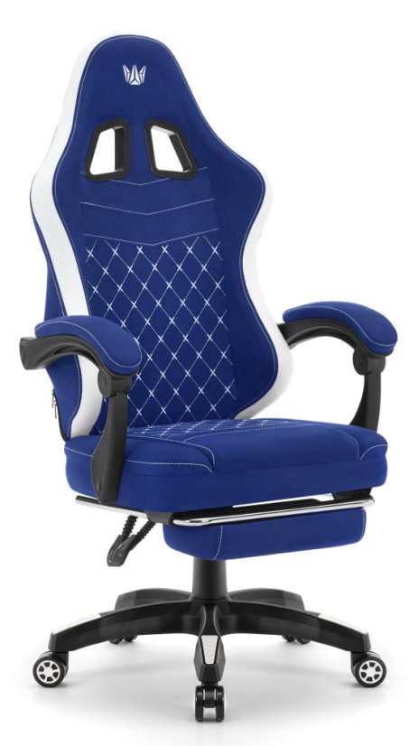 Kényelmes játék- és irodai szék HC-1015 lábtartóval - kék színű