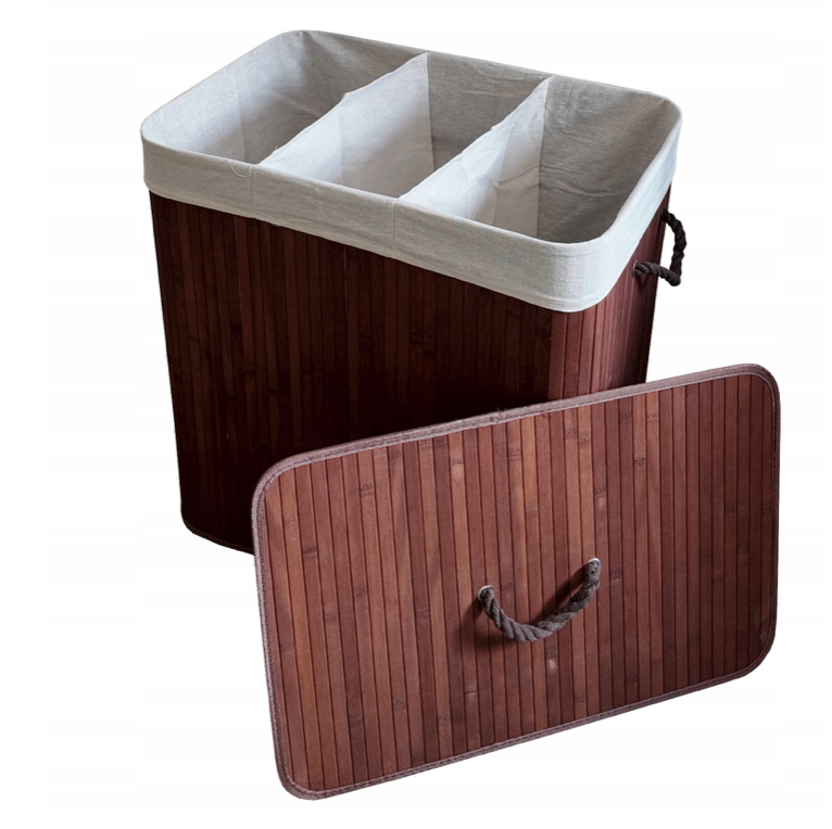 Bambusový kôš na bielizeň – 3 komory, 150 l