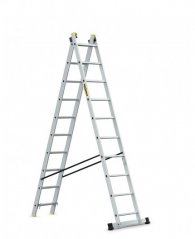Dvodelna večnamenska aluminijasta lestev z nosilnostjo 150 kg, 2 x 10 stopnic