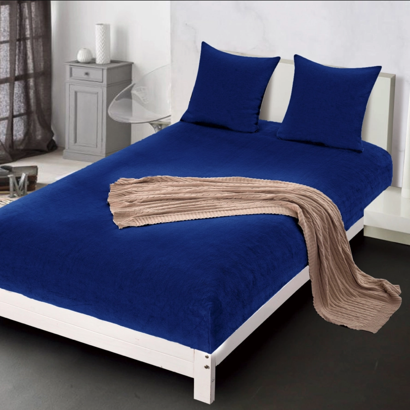 Hřejivé ložní prostěradlo z plyšového mikrovlákna - královská modrá