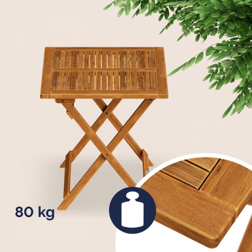 Klappbarer Gartentisch aus massivem Akazienholz - 70 x 70 cm