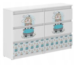 Cassettiera per bambini con leone, 77 x 30 x 140 cm