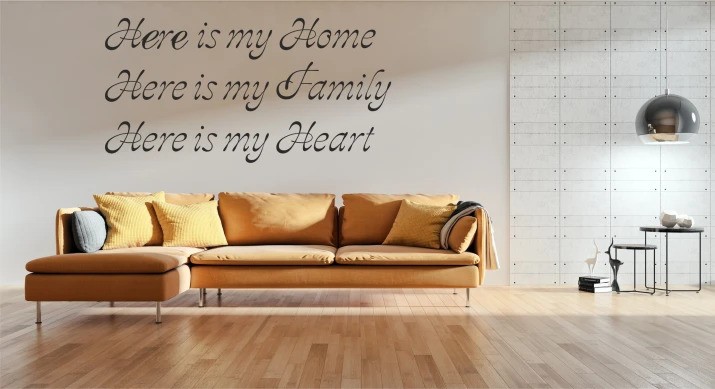 Nálepka na stenu nápis HERE IS MY HOME 