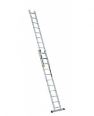 Dvodelna večnamenska aluminijasta lestev z nosilnostjo 150 kg, 2 x 11 stopnic