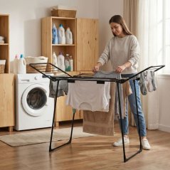Wäschetrockner - 25 m Trockenfläche, 4 Faltflügel, schwarz