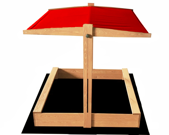 Детски пясъчник с червен покрив 120 x 120 cm