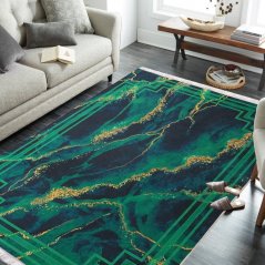 Зелен противоплъзгащ килим с шарка