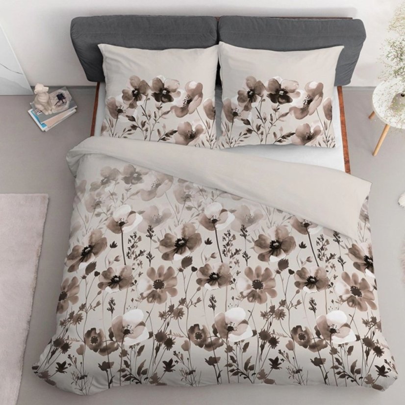 Elegantní květinové ložní prádlo s hnědými květy