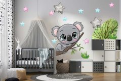Adesivo murale per bambini simpatico koala tra le stelle